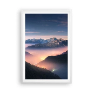 Plakát v bílém rámu - Světlo v údolích - 61x91 cm