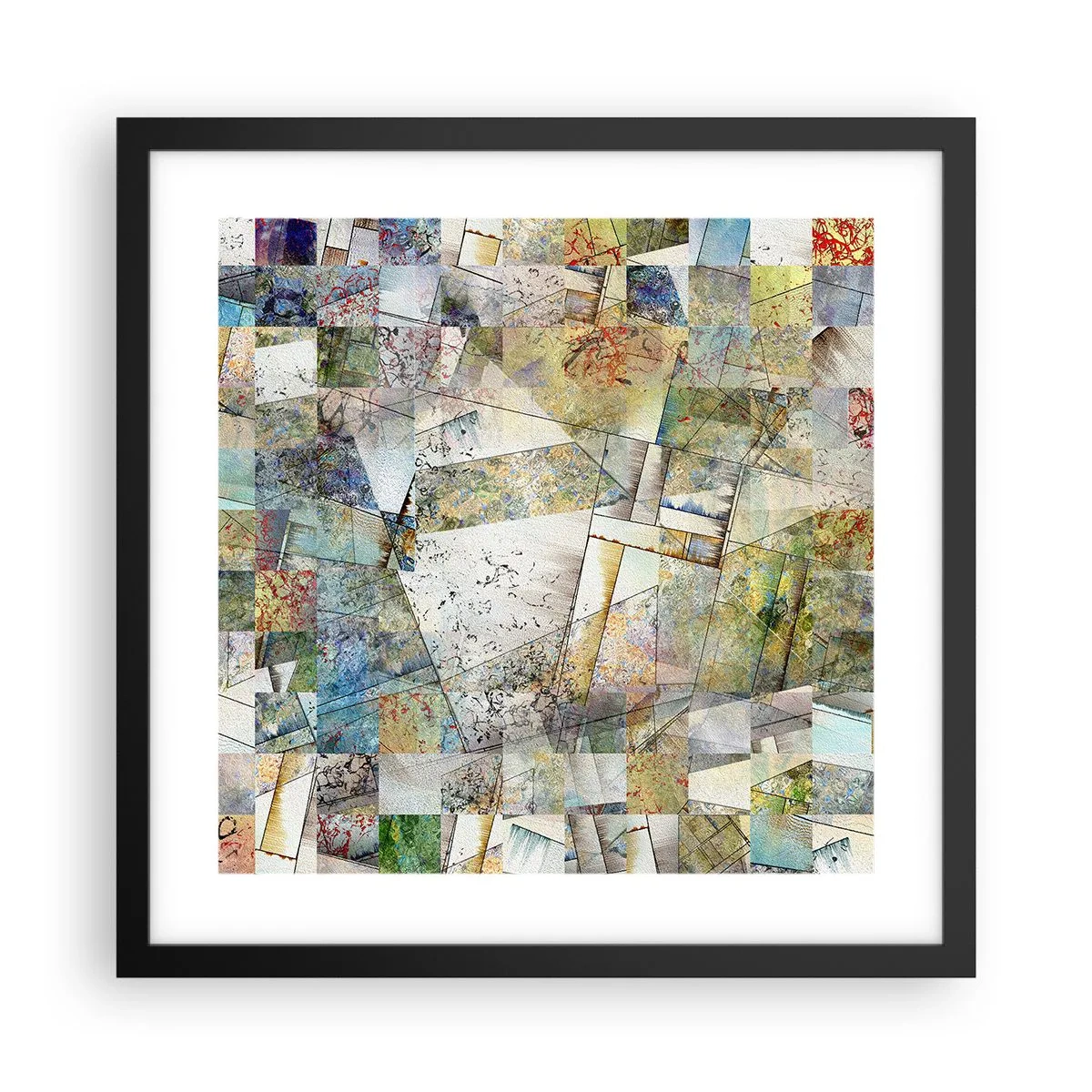 Plakát v černém rámu - Geometrické přeskupení - 40x40 cm