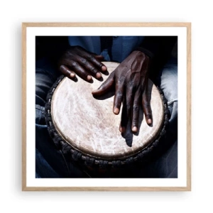 Plakát v rámu světlý dub - Žijte ve svém rytmu - 60x60 cm