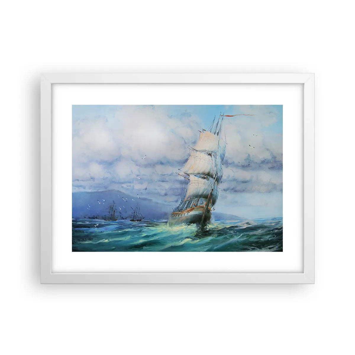 Plakát v bílém rámu - Šťastnou cestu - 40x30 cm