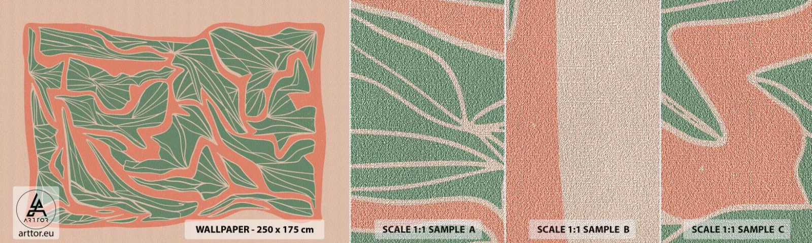 Vzor Fototapety Premium Canvas - Souboj korálů a zeleně - Boho, Pastel, Kus - 100x30 cm