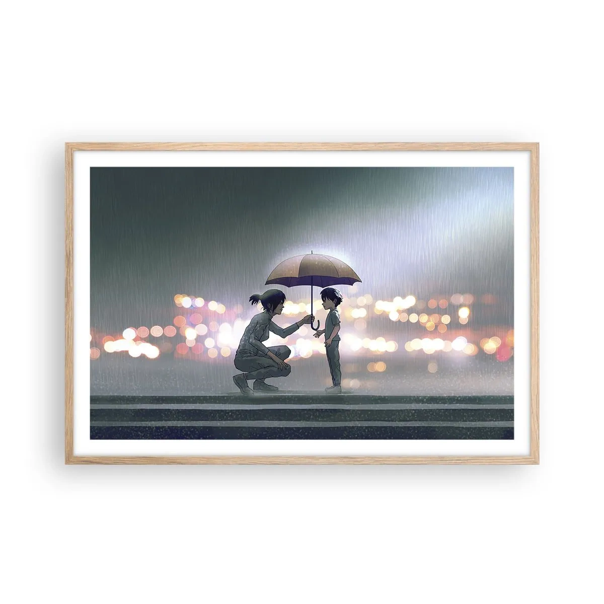 Plakát v rámu světlý dub - A vše je v pořádku - 91x61 cm