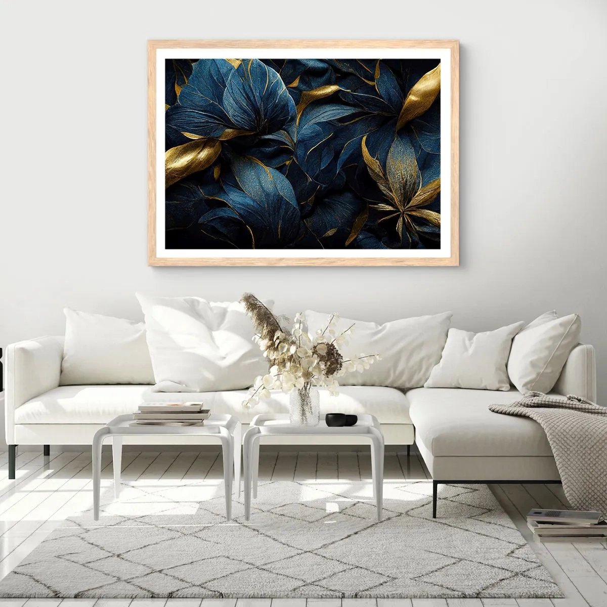 Plakát v rámu světlý dub - Podšívané zlatem - 100x70 cm