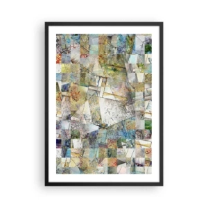 Plakát v černém rámu - Abstraktní mozaika geometrických tvarů v zemitých tónech. - 50x70cm - Geometrické přeskupení - Moderní nástěnná dekorace do obývacího pokoje a ložnice ARTTOR