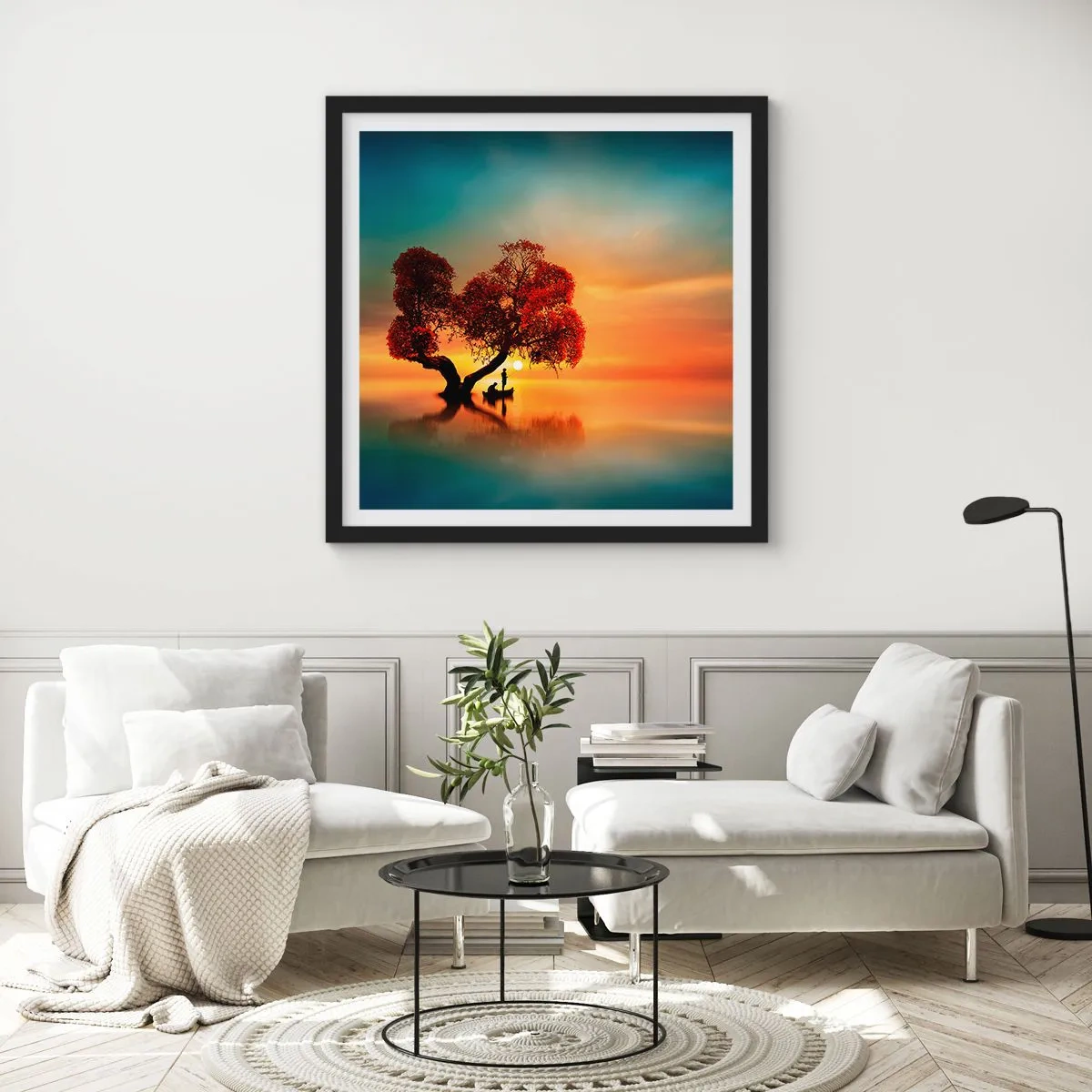 Plakát v černém rámu - Voda a ticho vesmíru - 60x60 cm