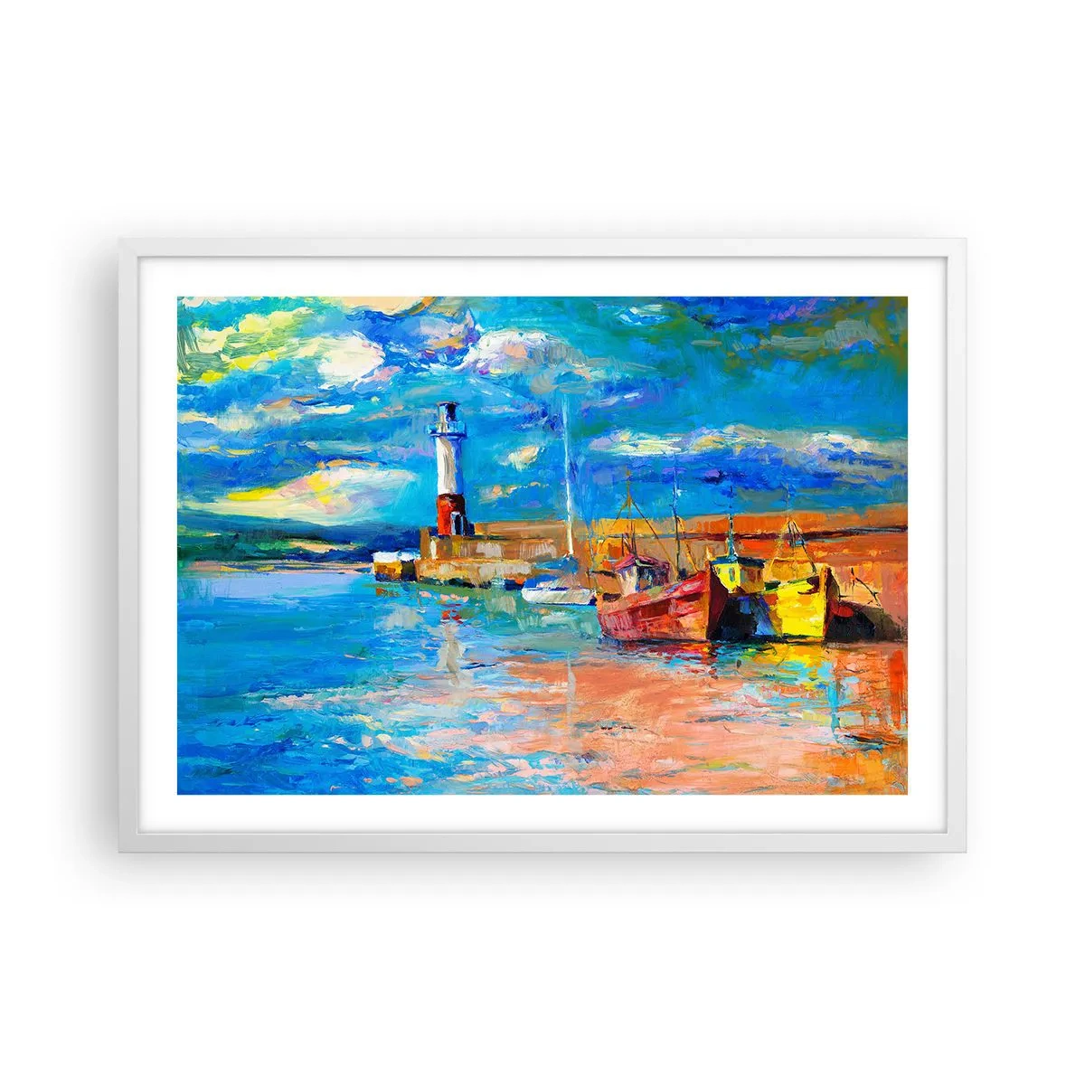 Plakát v bílém rámu - Odpoledne v duhové zátoce - 70x50 cm