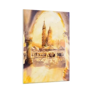 Obraz na skle - Východ slunce nad krakovským náměstím - 50x70 cm