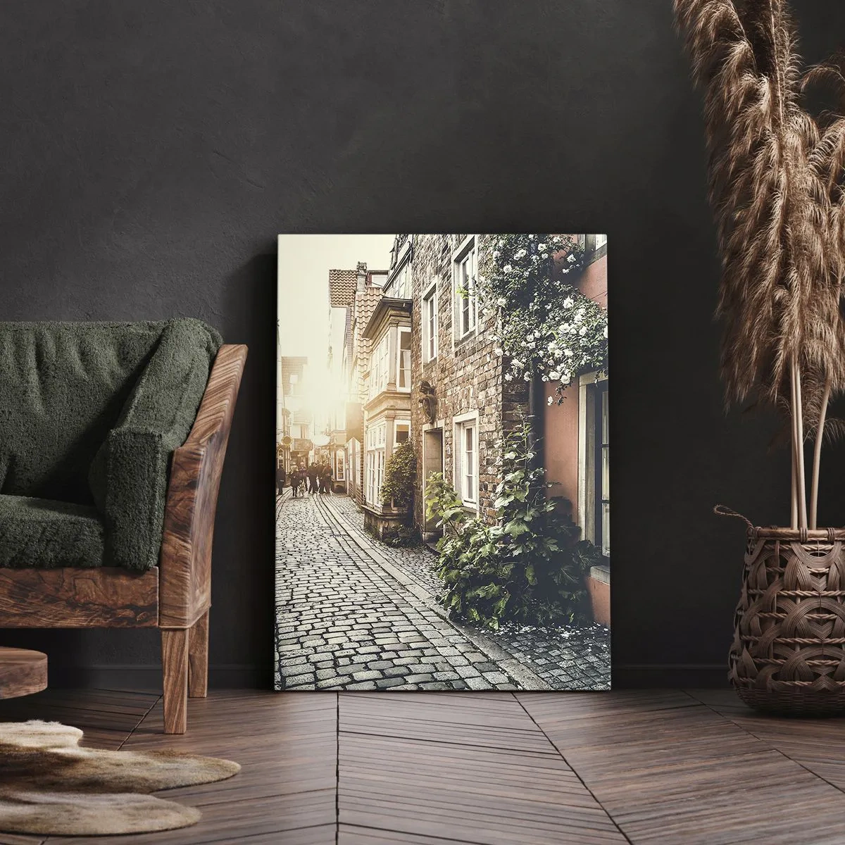 Obraz na plátně - Růžová ulička v růžové září - 80x120 cm