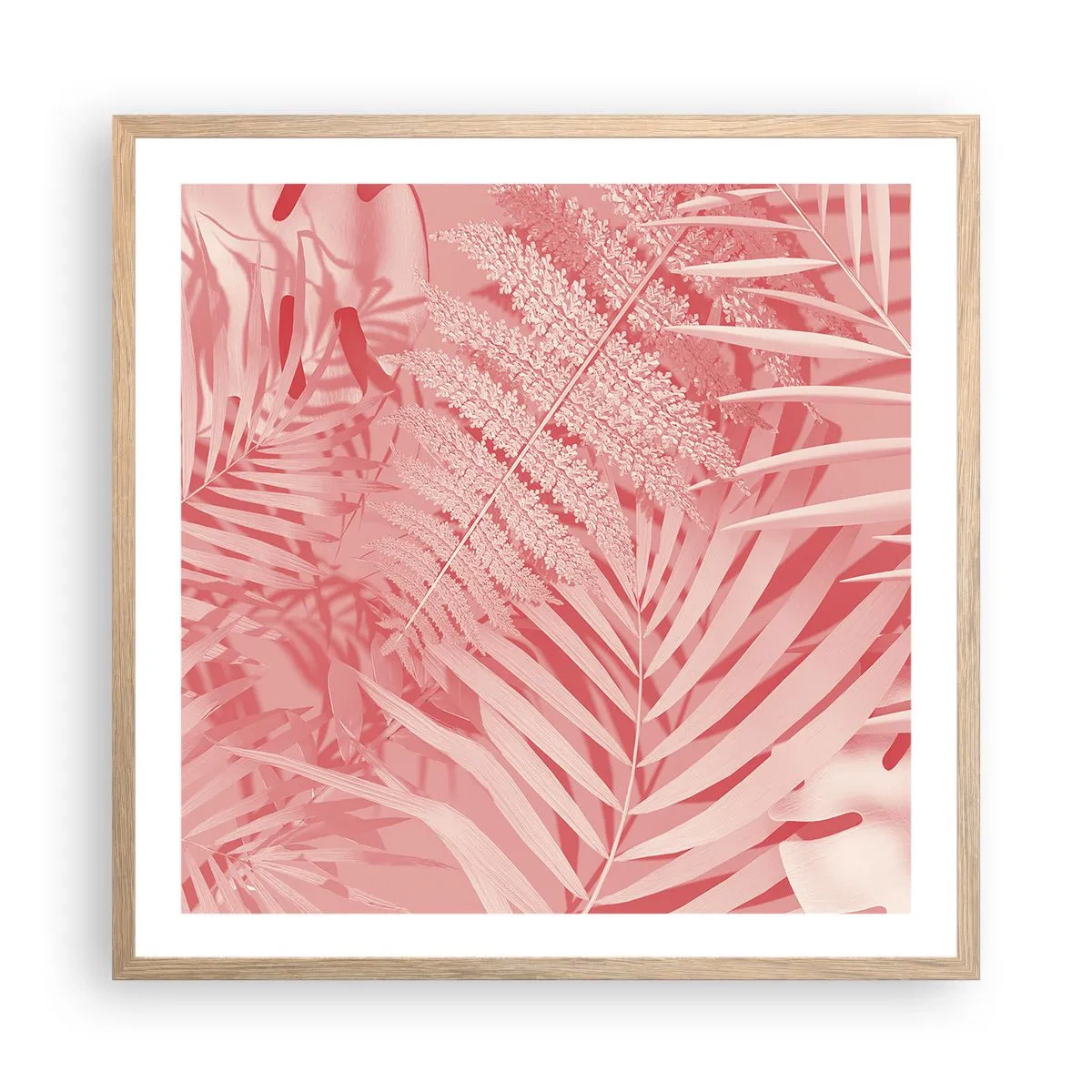 Plakát v rámu světlý dub - Růžový koncept - 60x60 cm