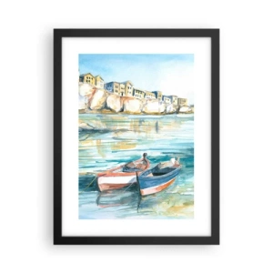 Plakát v černém rámu - Krajina v modří - 30x40 cm