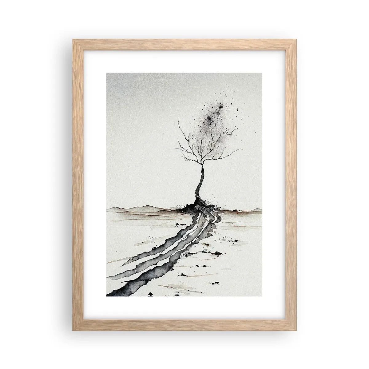 Plakát v rámu světlý dub - Zimní melancholie - 30x40 cm