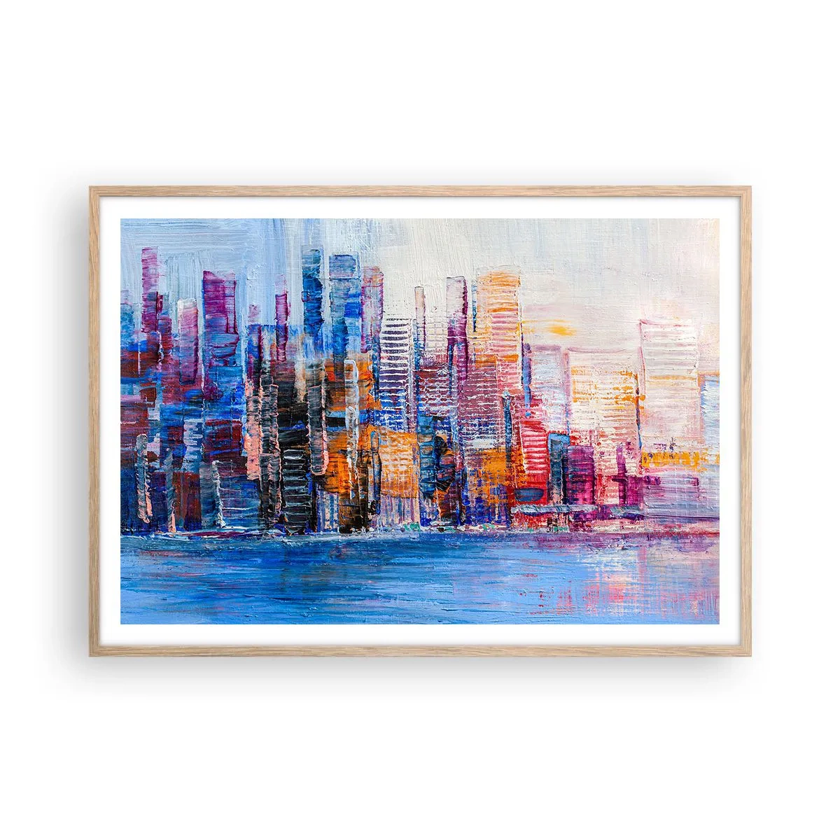 Plakát v rámu světlý dub - Radostná metropole - 100x70 cm