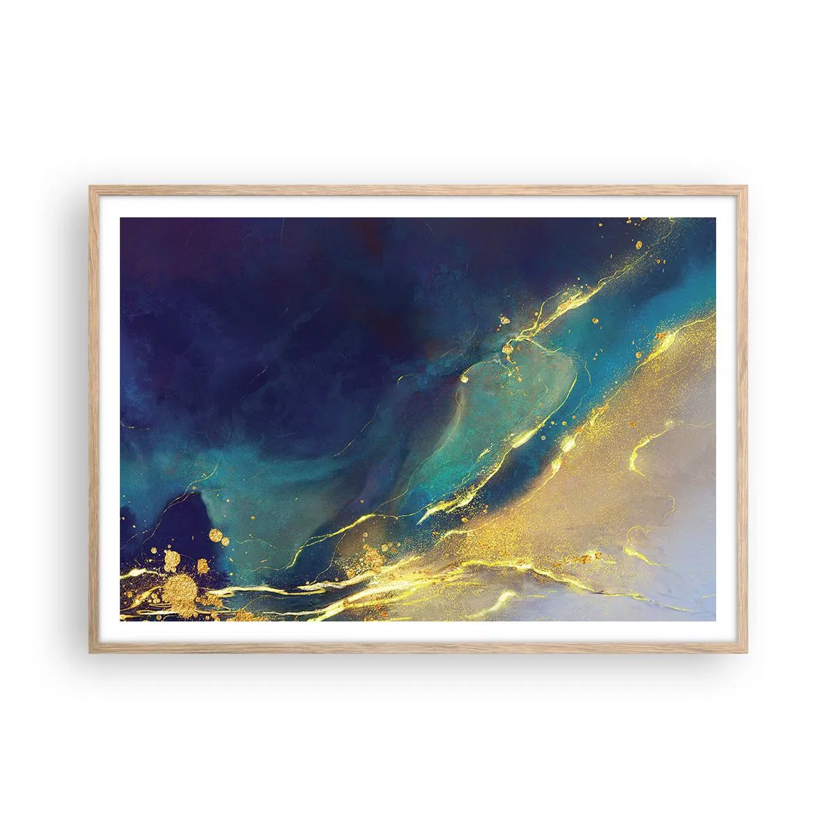 Plakát v rámu světlý dub - Zlatý močál - 100x70 cm