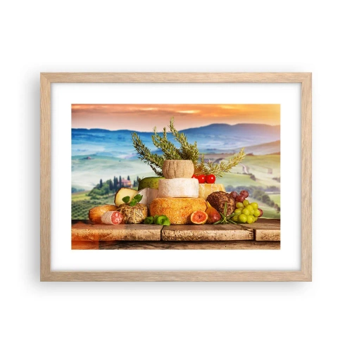Plakát v rámu světlý dub - Italská radost ze života - 40x30 cm