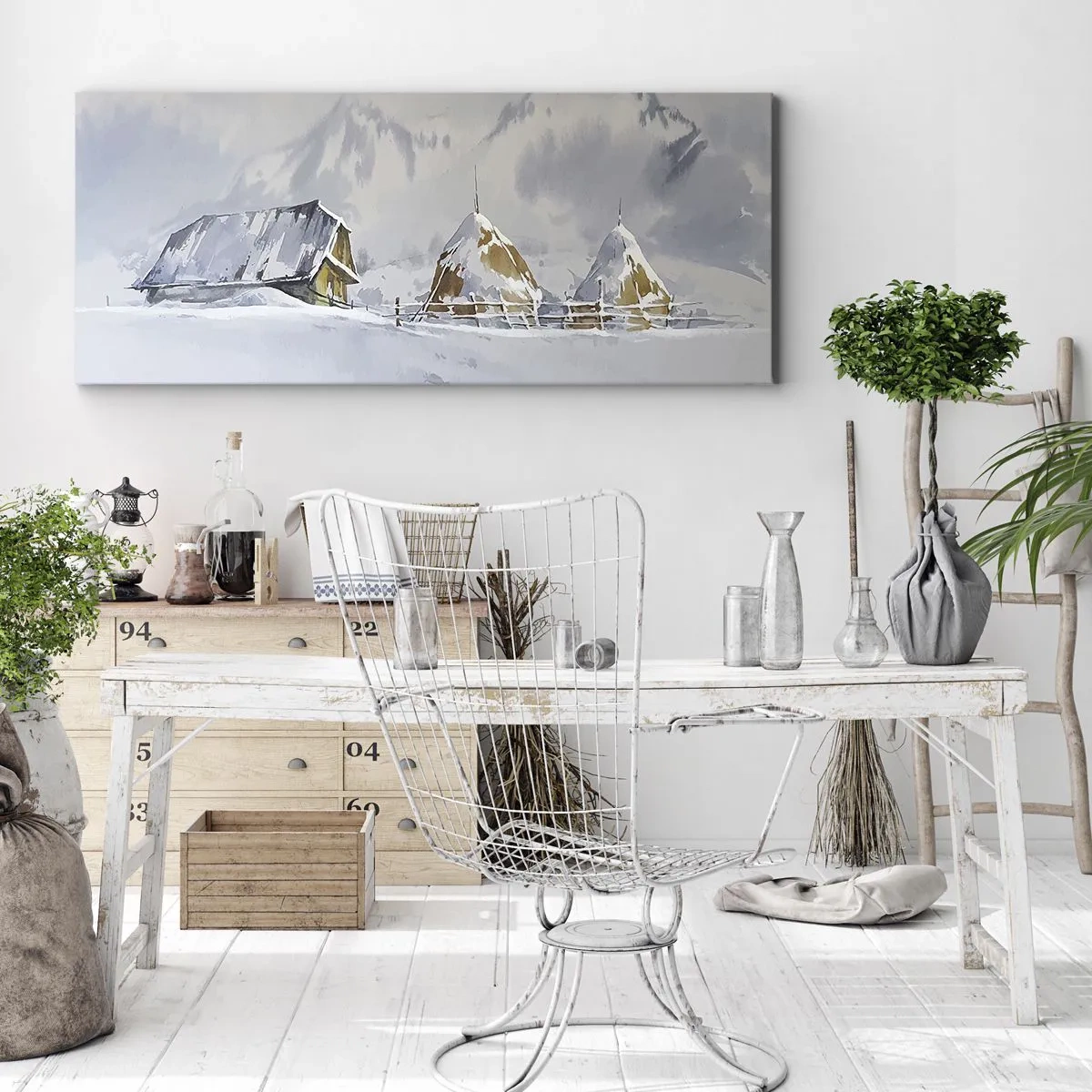 Obraz na plátně - V zasněženém údolí - 160x50 cm