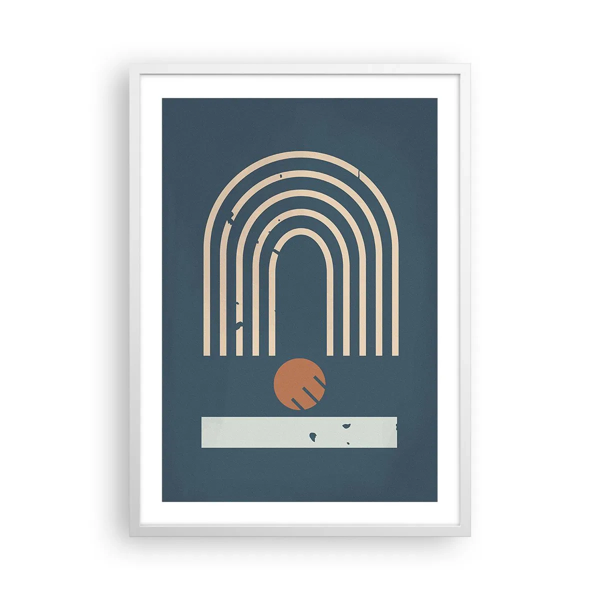 Plakát v bílém rámu - Geometrie v námořnické modři - 50x70 cm