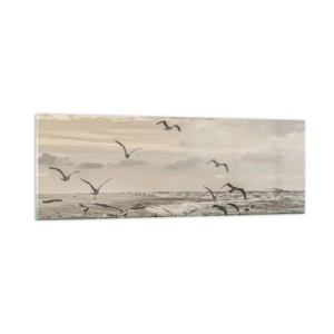 Obraz na skle - Šumění moře, zpěv ptáků - 90x30 cm