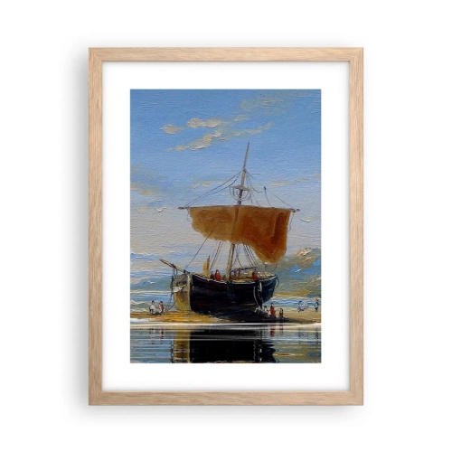 Plakát v rámu světlý dub - Voda, země, vzduch - 30x40 cm