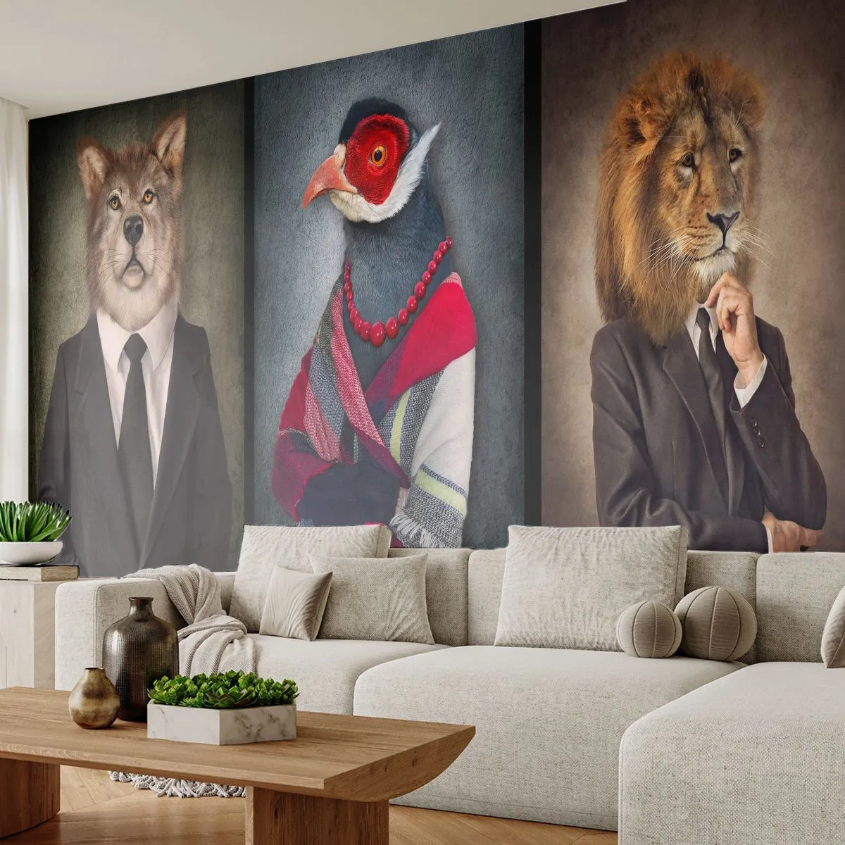Fototapeta Premium Canvas - Co tady dělám?! - Abstrakce, Pes, Pták - 500x350 cm