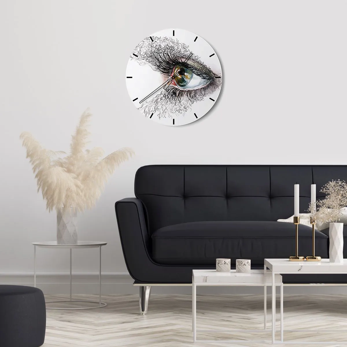 Nástěnné hodiny - Umělecké oko s detaily v černé a barevné barvě - 30x30cm - Podívej se přímo do duše - Moderní nástěnná dekorace do obývacího pokoje, kuchyně a ložnice ARTTOR