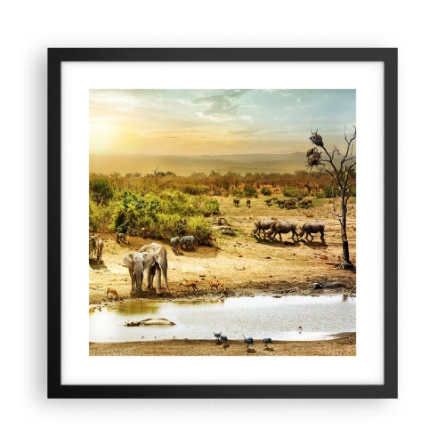 Plakát v černém rámu - „Z ráje opět pramenila řeka…“ - 40x40 cm