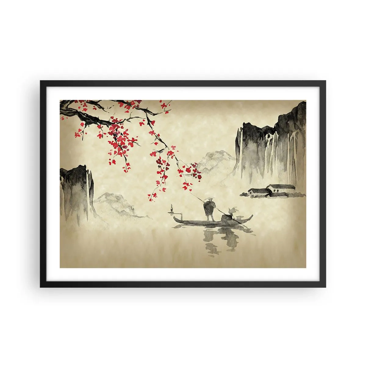 Plakát v černém rámu - V zemi kvetoucích třešní - 70x50 cm