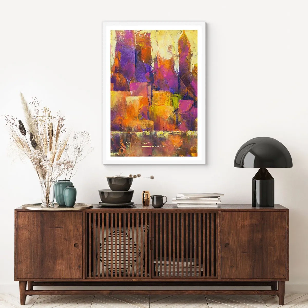 Plakát v bílém rámu - Metropolitní kompozice - 70x100 cm