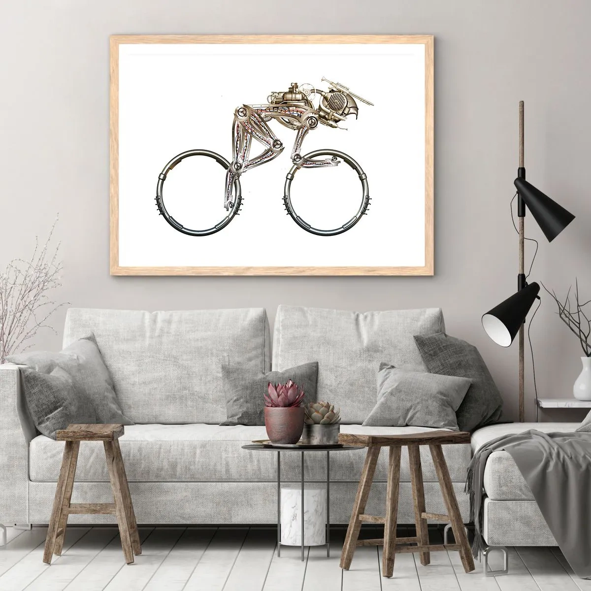 Plakát v rámu světlý dub - Úžasný stroj - 100x70 cm