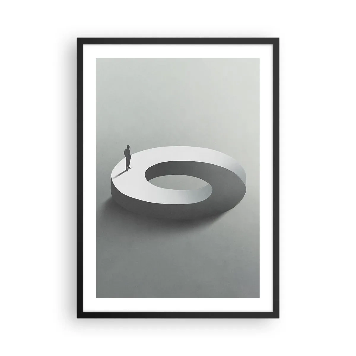 Plakát v černém rámu - Minimalistická postava na geometrické struktuře - 50x70cm - To pochopíš - Moderní nástěnná dekorace do obývacího pokoje a ložnice ARTTOR