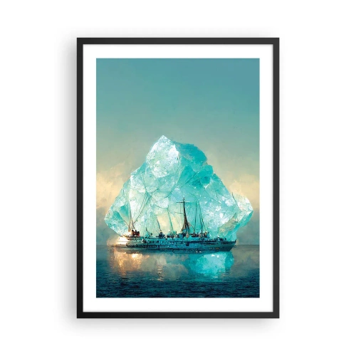 Plakát v černém rámu - Loď poblíž obřího ledovce - 50x70cm - Arktický briliant - Moderní nástěnná dekorace do obývacího pokoje a ložnice ARTTOR
