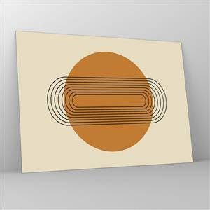 Obraz na skle - Geometrická abstrakce s kruhy a čarami - 70x50cm - Dokonalý plán - Moderní nástěnná dekorace do obývacího pokoje a ložnice ARTTOR