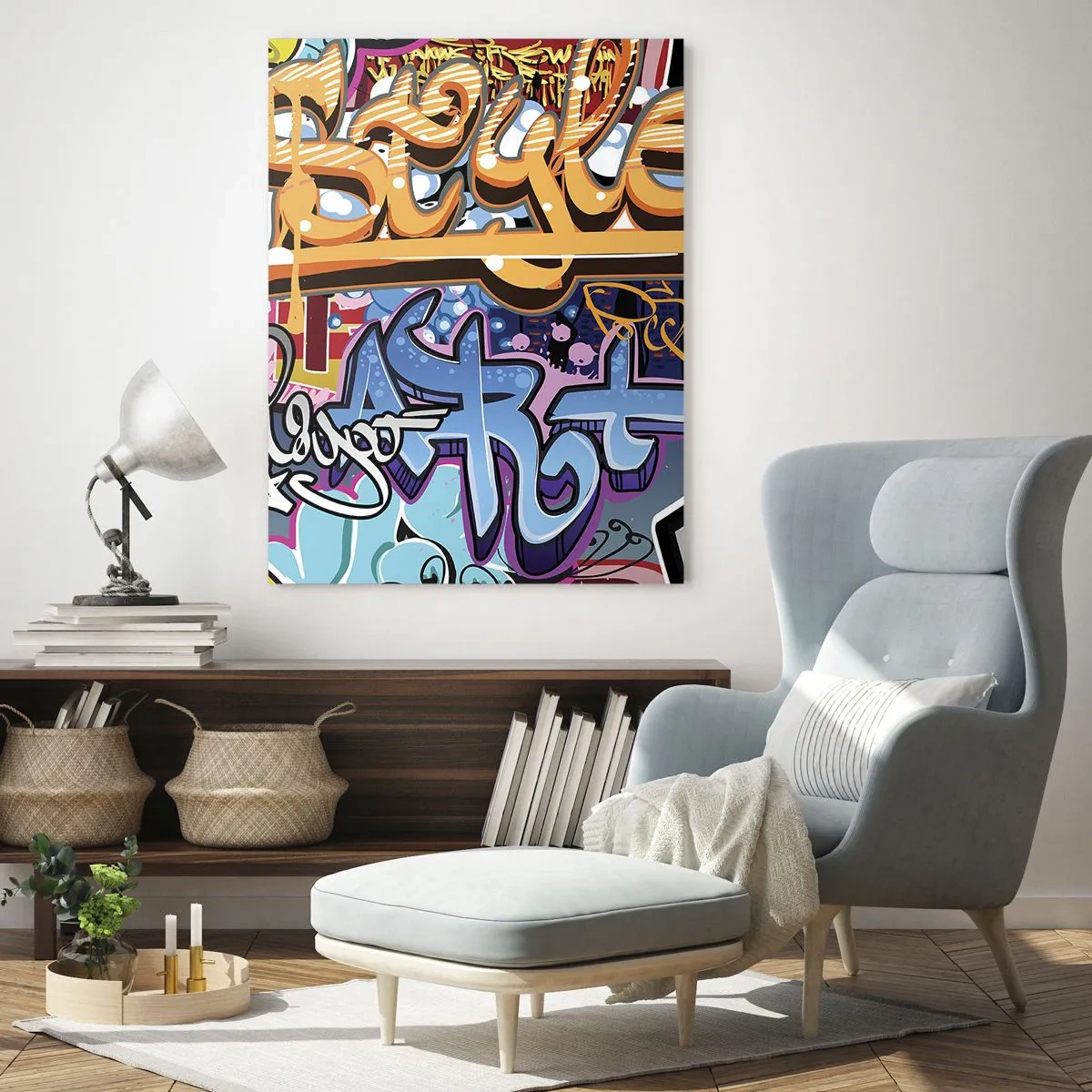 Obraz na skle - Nástěnné malby, nástěnné malby, nástěnné malby… - 50x70 cm