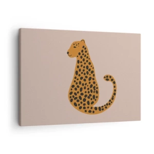 Obraz na plátně - Minimalistická kresba pantera na béžovém pozadí - 70x50cm - Leopardní vzor je v módě - Moderní nástěnná dekorace do obývacího pokoje a ložnice ARTTOR