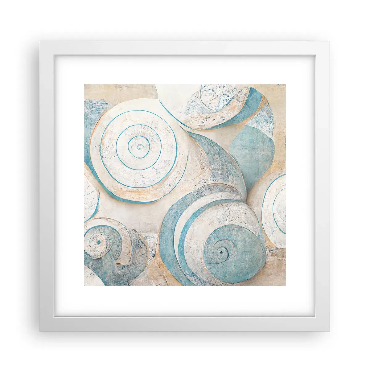 Plakát v bílém rámu - Co skrývá mušle? - 30x30 cm