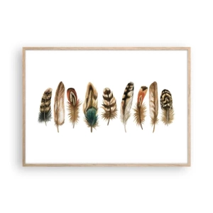 Plakát v rámu světlý dub - Opeřená variace - 100x70 cm
