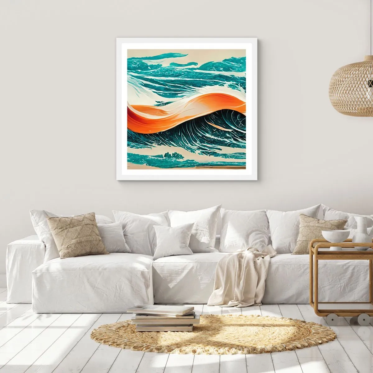 Plakát v bílém rámu - Surfařův sen - 60x60 cm
