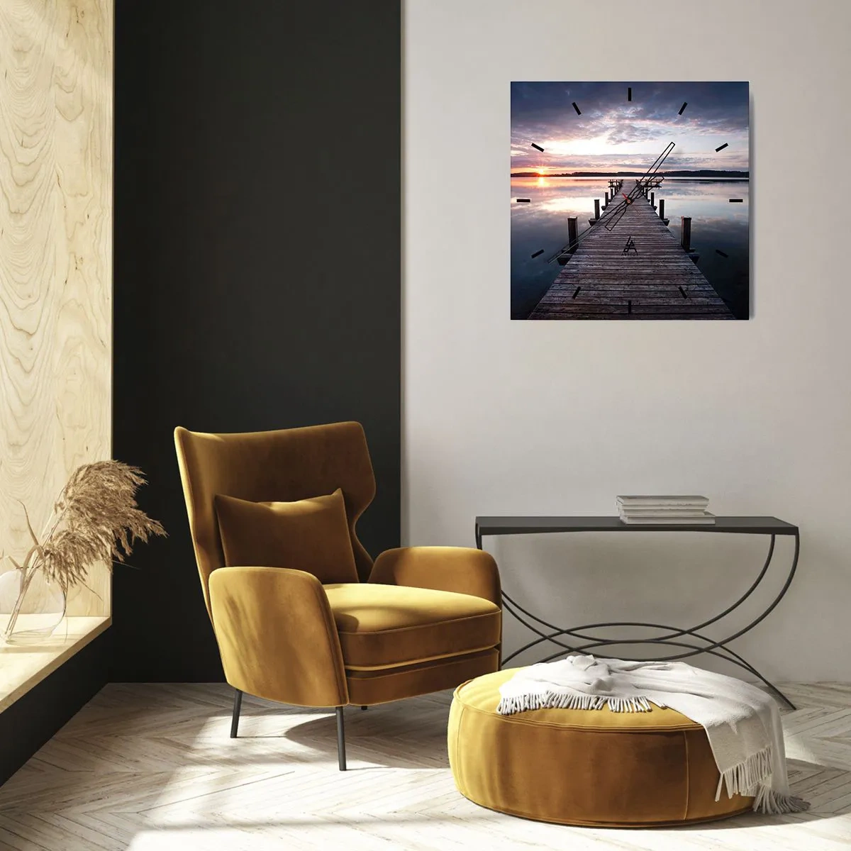 Nástěnné hodiny - Tichá hranice mezi dnem a nocí - 30x30 cm