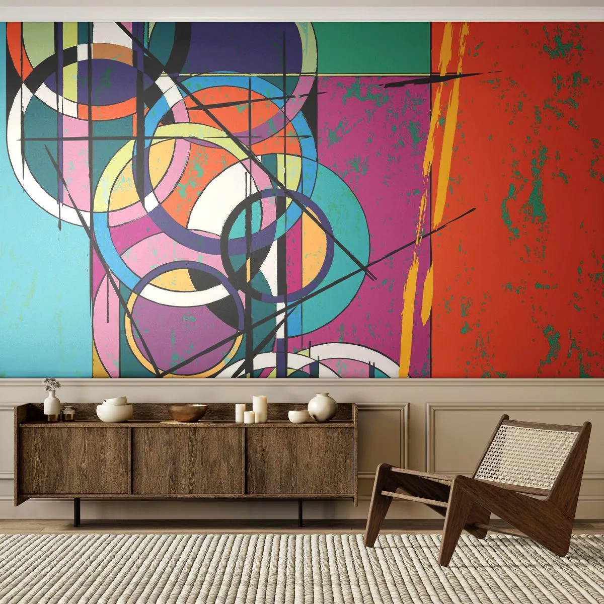 Fototapeta Samolepicí Deluxe Sticker - Kruh za kruhem - Abstrakce, Kus, Grafika - 250x175 cm