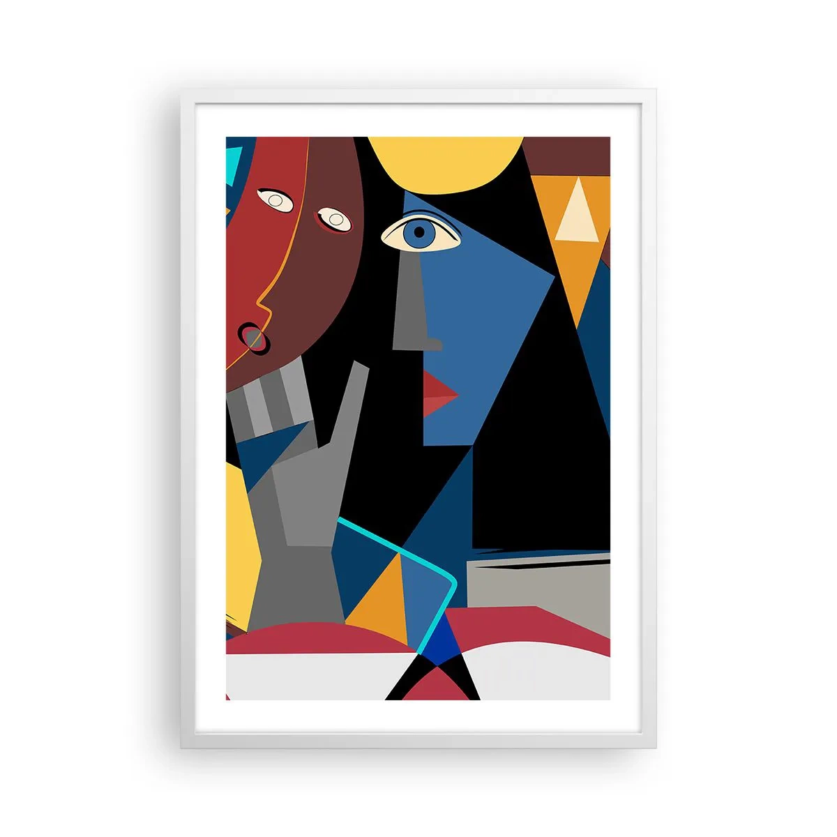 Plakát v bílém rámu - Konverzace kubistů - 50x70 cm