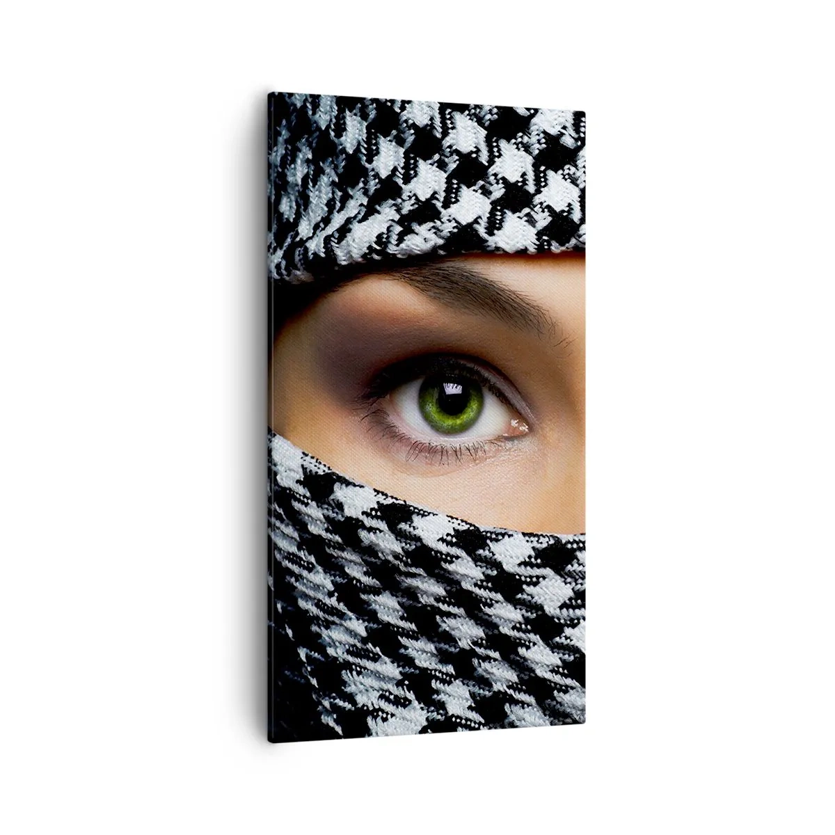 Obraz na plátně - Portrét zahalené zelenooké krásky - 55x100 cm