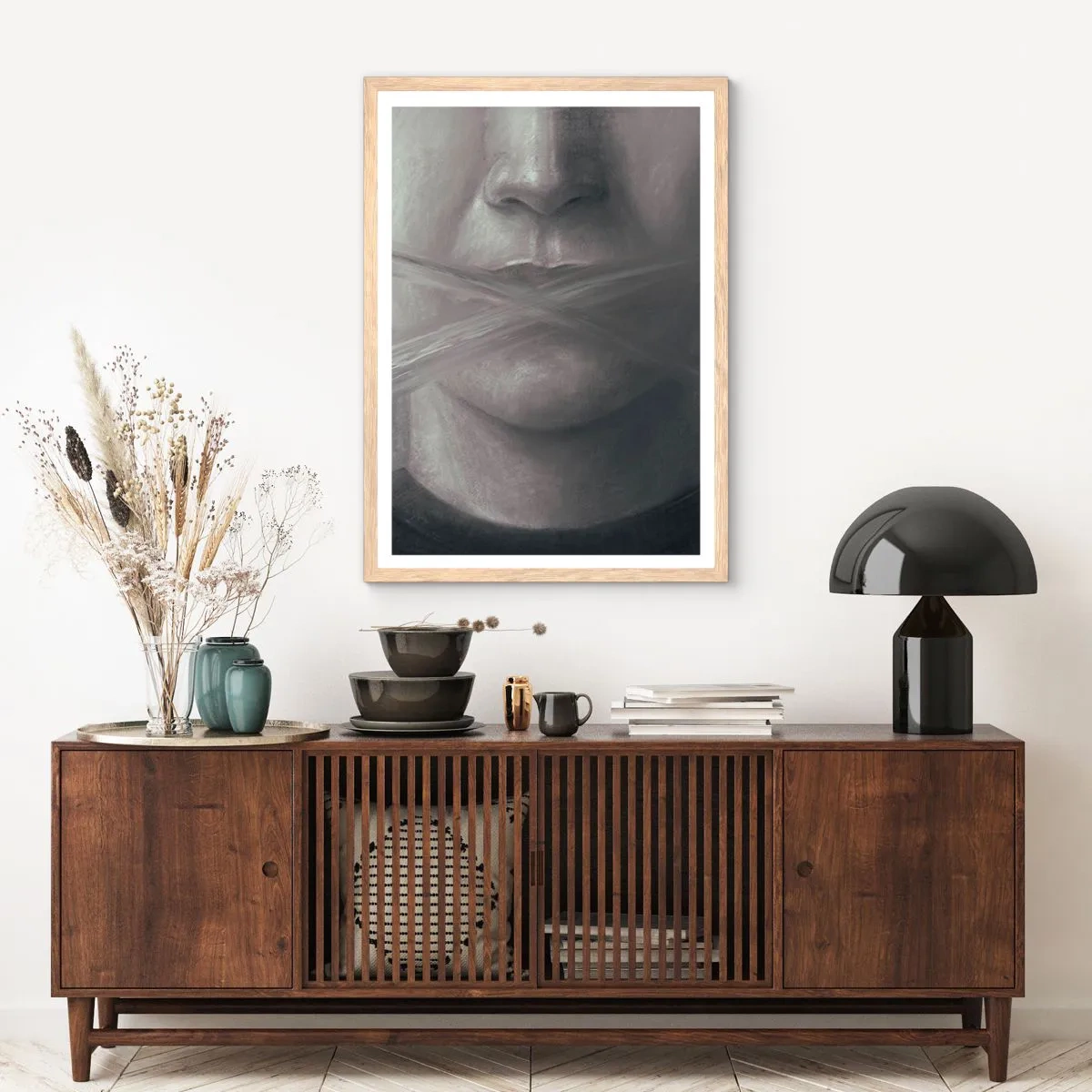 Plakát v rámu světlý dub - Ani slovo - 61x91 cm