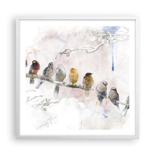 Plakát v bílém rámu - Okřídlené setkání - 60x60 cm