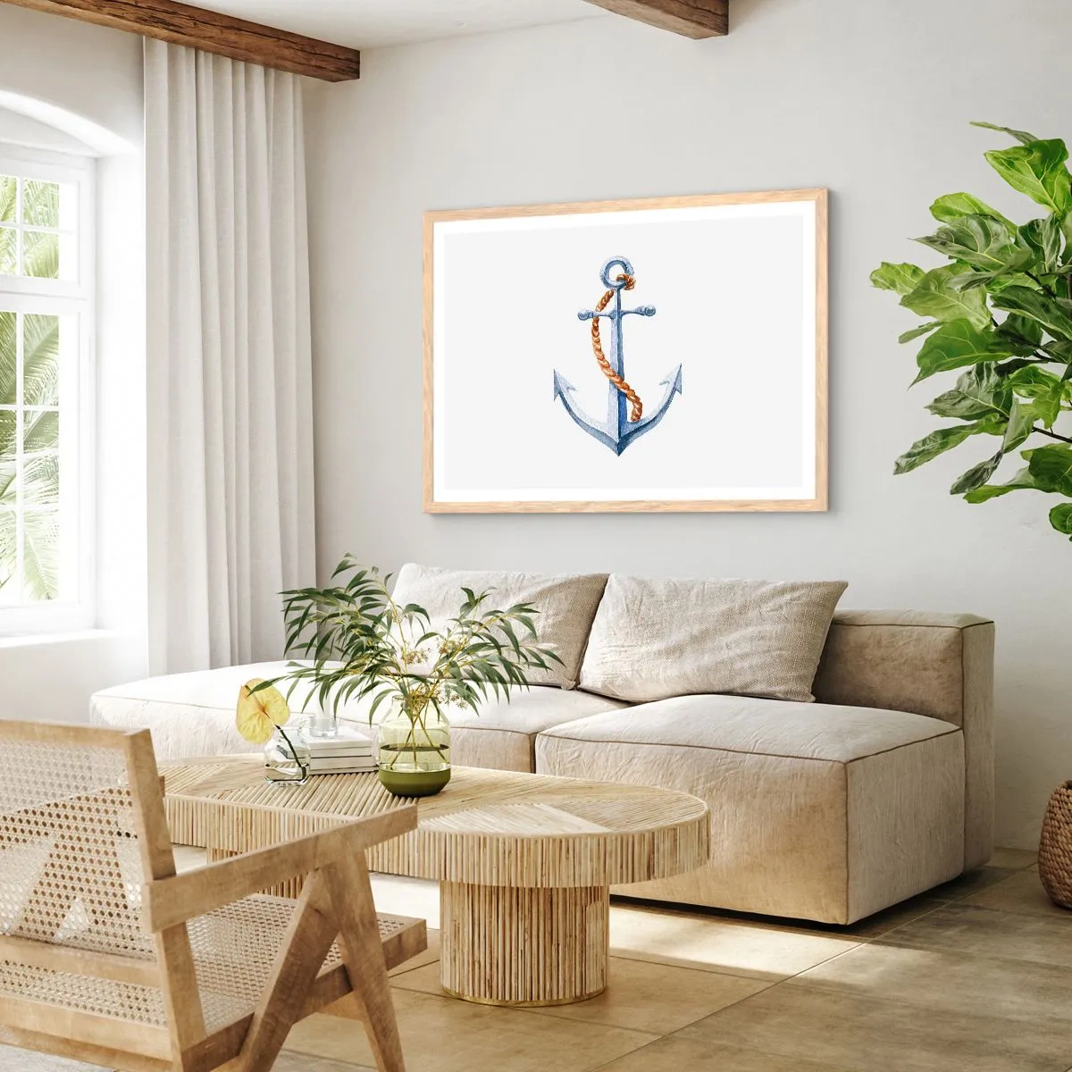 Plakát v rámu světlý dub - Ahoj, dobrodružství! - 91x61 cm
