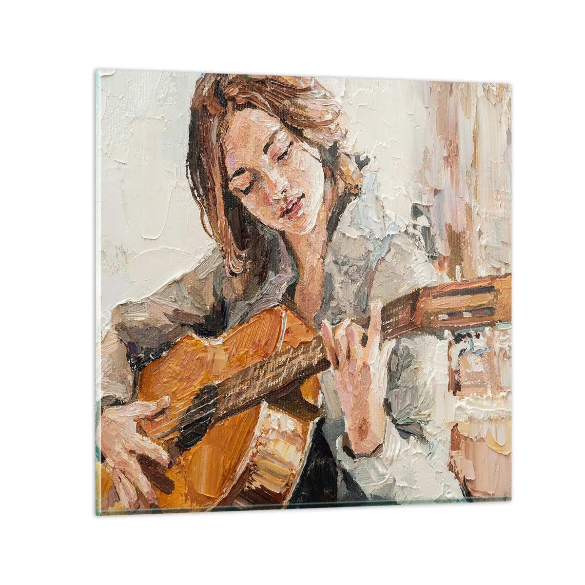 Obraz na skle - Koncert pro kytaru a dívčí srdce - 70x70 cm