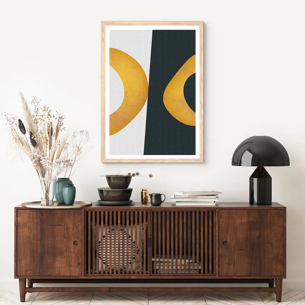 Plakát v rámu světlý dub - Zaprvé: zlato - 50x70 cm