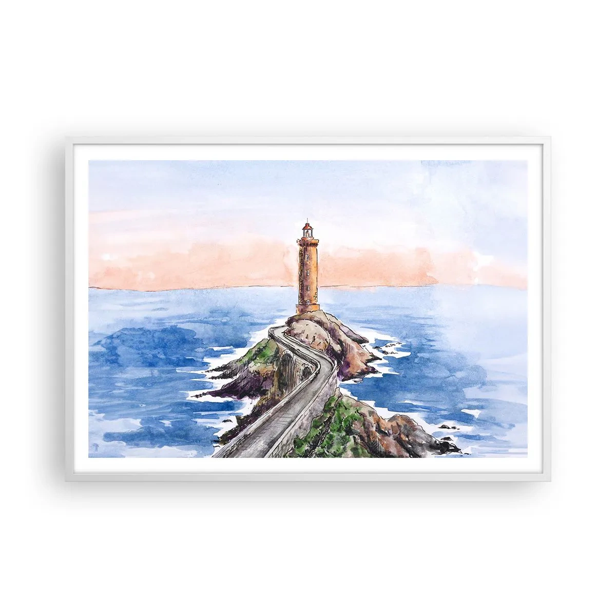 Plakát v bílém rámu - Tváří v tvář moři - 100x70 cm