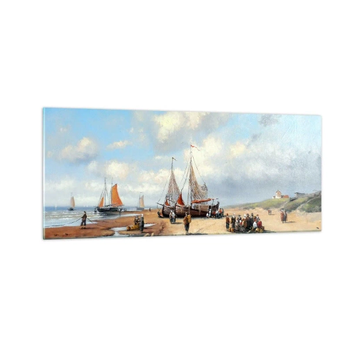 Obraz na skle - Po úspěšném rybolovu - 100x40 cm