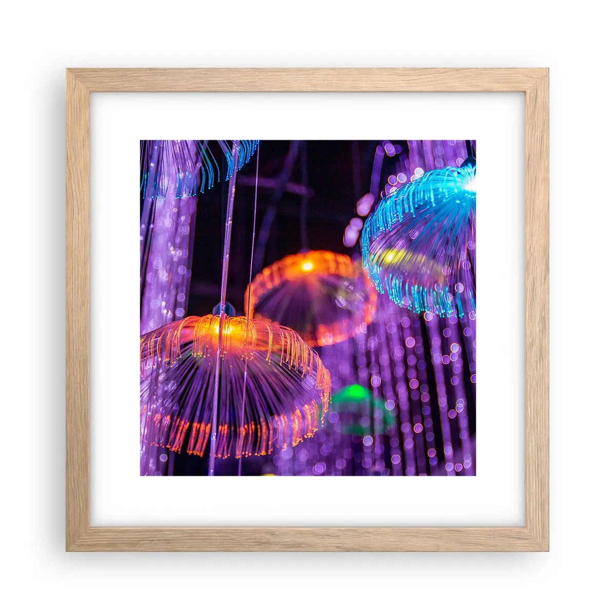 Plakát v rámu světlý dub - Světelná fontána - 30x30 cm