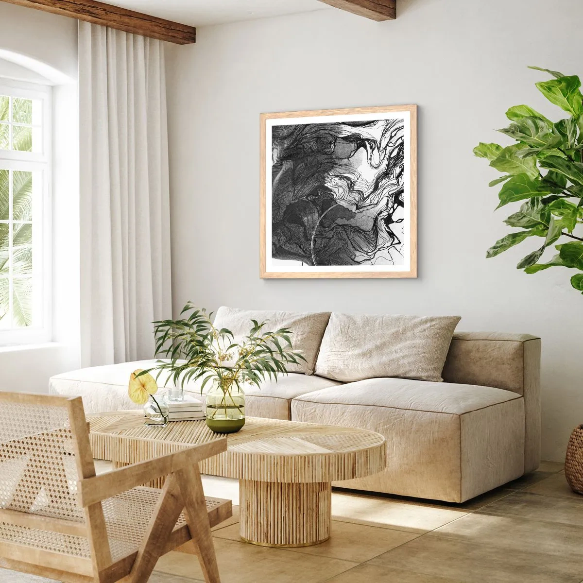 Plakát v rámu světlý dub - Zapletená ve snech - 40x40 cm