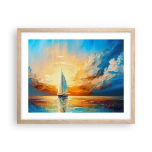 Plakát v rámu světlý dub - Plavba ve zlatě - 50x40 cm